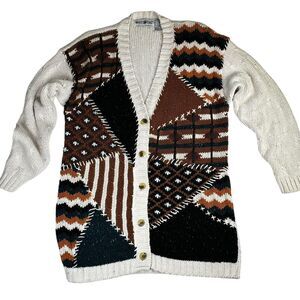 Vintage White Stag Cardigan Sweater Women Size Small Knit V-Neck Cottage Cabin‎